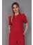 Kayık Yaka Kısa Kol Bluz-Kırmızı 1