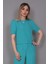 Kayık Yaka Kısa Kol Bluz-Turkuaz 1