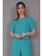 Kayık Yaka Kısa Kol Bluz-Turkuaz 3