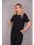 Kayık Yaka Kısa Kol Bluz-Siyah 3