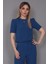 Kayık Yaka Kısa Kol Bluz-Indigo 4