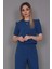 Kayık Yaka Kısa Kol Bluz-Indigo 5