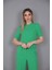 Kayık Yaka Kısa Kol Bluz-Yeşil 5
