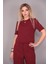 Kayık Yaka Kısa Kol Bluz-Bordo 2