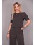 Kayık Yaka Kısa Kol Bluz-Füme 4