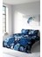 Çift Kişilik Lastikli Çarşaflı Pamuk Saten Blue Flower Nevresim Takımı 2