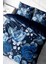 Çift Kişilik Lastikli Çarşaflı Pamuk Saten Blue Flower Nevresim Takımı 3