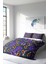 Çift Kişilik Lastikli Çarşaflı Pamuk Saten Purple Floral Nevresim Takımı 2