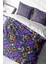 Çift Kişilik Lastikli Çarşaflı Pamuk Saten Purple Floral Nevresim Takımı 3