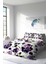 Lastikli Çarşaflı Pamuk Saten Çift Kişilik Purple Flowers Nevresim Takımı 2