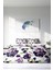 Lastikli Çarşaflı Pamuk Saten Çift Kişilik Purple Flowers Nevresim Takımı 3