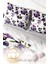 Lastikli Çarşaflı Pamuk Saten Çift Kişilik Purple Flowers Nevresim Takımı 4