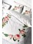 Lastikli Çarşaflı Pamuk Saten Çift Kişilik Flower-White Nevresim Takımı 1