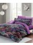 Çift Kişilik Lastikli Çarşaflı Pamuk Saten Ethnic Purple Nevresim Takımı 1