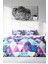 Çift Kişilik Lastikli Çarşaflı Pamuk Saten Geometric Tropical Nevresim Takımı 1