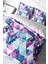 Çift Kişilik Lastikli Çarşaflı Pamuk Saten Geometric Tropical Nevresim Takımı 3