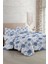 Çift Kişilik Özel Dokuma Pamuk Saten Tuval Koleksiyonu Shadow Flowers Blue Nevresim Takımı 2