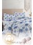 Çift Kişilik Özel Dokuma Pamuk Saten Tuval Koleksiyonu Shadow Flowers Blue Nevresim Takımı 4