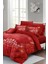 Yılbaşı Çift Kişilik Nevresim Lastikli Çarşaflı Pamuk Saten Red Noel Nevresim Takımı 3