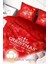 Yılbaşı Çift Kişilik Nevresim Lastikli Çarşaflı Pamuk Saten Red Noel Nevresim Takımı 4