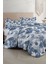 Çift Kişilik Özel Dokuma Pamuk Saten Tuval Koleksiyonu Palm Indigo Nevresim Takımı 1