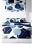 Lastikli Çarşaflı Pamuk Saten Çift Kişilik Blue Hexagon Nevresim Takımı 3