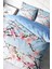 Çift Kişilik Lastikli Çarşaflı Pamuk Saten Blue Cherry Blosom Nevresim Takımı 3
