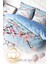 Çift Kişilik Lastikli Çarşaflı Pamuk Saten Blue Cherry Blosom Nevresim Takımı 4