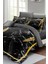 Çift Kişilik Sık Dokuma Pamuk Saten 3D Özel Tasarım Dark Marble Nevresim Takımı 3