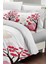 Çift Kişilik Lastikli Çarşaflı Sevgililer Günü % 100 Pamuk Saten White Love Nevresim Takımı 5