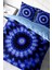 Lastikli Çarşaflı Pamuk Saten Çift Kişilik Blue Damask Nevresim Takımı 1