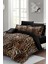 Lastikli Çarşaflı Pamuk Saten Çift Kişilik Brown Zebra Nevresim Takımı 1