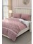 Lastikli Çarşaflı Pamuk Saten Çift Kişilik Pink Simurg Nevresim Takımı 3