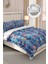 Lastikli Çarşaflı Pamuk Saten Çift Kişilik Blue Pattern Nevresim Takımı 1