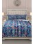 Lastikli Çarşaflı Pamuk Saten Çift Kişilik Blue Pattern Nevresim Takımı 2