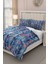 Lastikli Çarşaflı Pamuk Saten Çift Kişilik Blue Pattern Nevresim Takımı 3