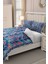 Lastikli Çarşaflı Pamuk Saten Çift Kişilik Blue Pattern Nevresim Takımı 4