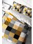 Lastikli Çarşaflı Pamuk Saten Çift Kişilik Checkers Gray Nevresim Takımı 1