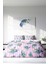 Lastikli Çarşaflı Pamuk Saten Çift Kişilik Blue Scattered Rose Nevresim Takımı 3