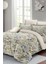 Lastikli Çarşaflı Pamuk Saten Çift Kişilik Grey Yellow Roses Luxury Nevresim Takımı 3