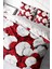 Lastikli Çarşaflı Pamuk Saten Çift Kişilik White & Red Nevresim Takımı 1