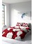 Lastikli Çarşaflı Pamuk Saten Çift Kişilik White & Red Nevresim Takımı 2