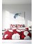 Lastikli Çarşaflı Pamuk Saten Çift Kişilik White & Red Nevresim Takımı 3