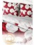 Lastikli Çarşaflı Pamuk Saten Çift Kişilik White & Red Nevresim Takımı 4