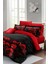 Çift Kişilik Lastikli Çarşaflı Sevgililer Günü % 100 Pamuk Saten Black Rose Nevresim Takımı 1