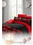 Çift Kişilik Lastikli Çarşaflı Sevgililer Günü % 100 Pamuk Saten Black Rose Nevresim Takımı 3