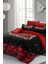 Çift Kişilik Lastikli Çarşaflı Pamuk Saten Black Rose Nevresim Takımı 3