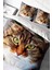Lastikli Çarşaflı Pamuk Saten Çift Kişilik Tabby Nevresim Takımı 1