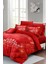 Yılbaşı Süsü Merry Red Noel Pamuk Saten 3D Çift Kişilik Nevresim Takımı 1
