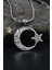 Gümüş Kelime-I Tevhid ve Bismillah Yazlı Ay Yıldızlı (Ayyıldızlı) 925 Ayar Gümüş Kolye Zincir 901313 1